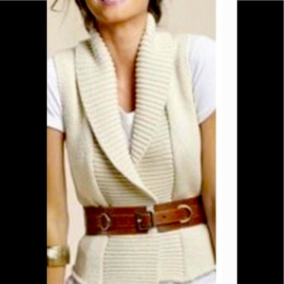 EUC Cream Shawl Collar Single Button Sweater Vest Style #869 - Picture 6 of 6